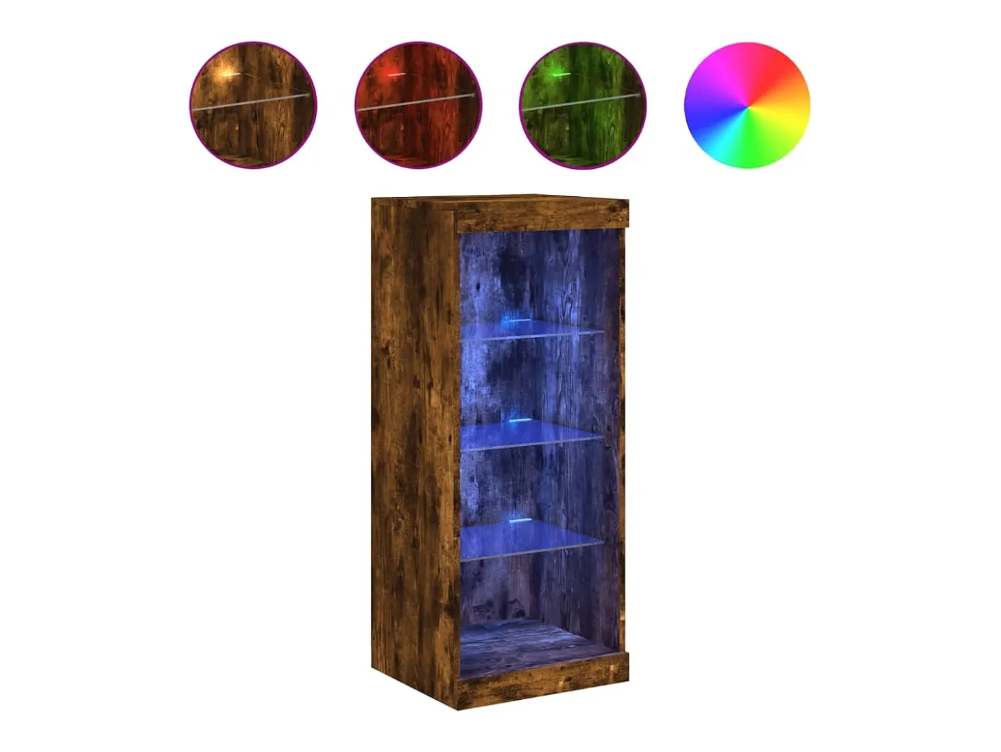 Aparador con luces LED roble ahumado 41x37x100 cm