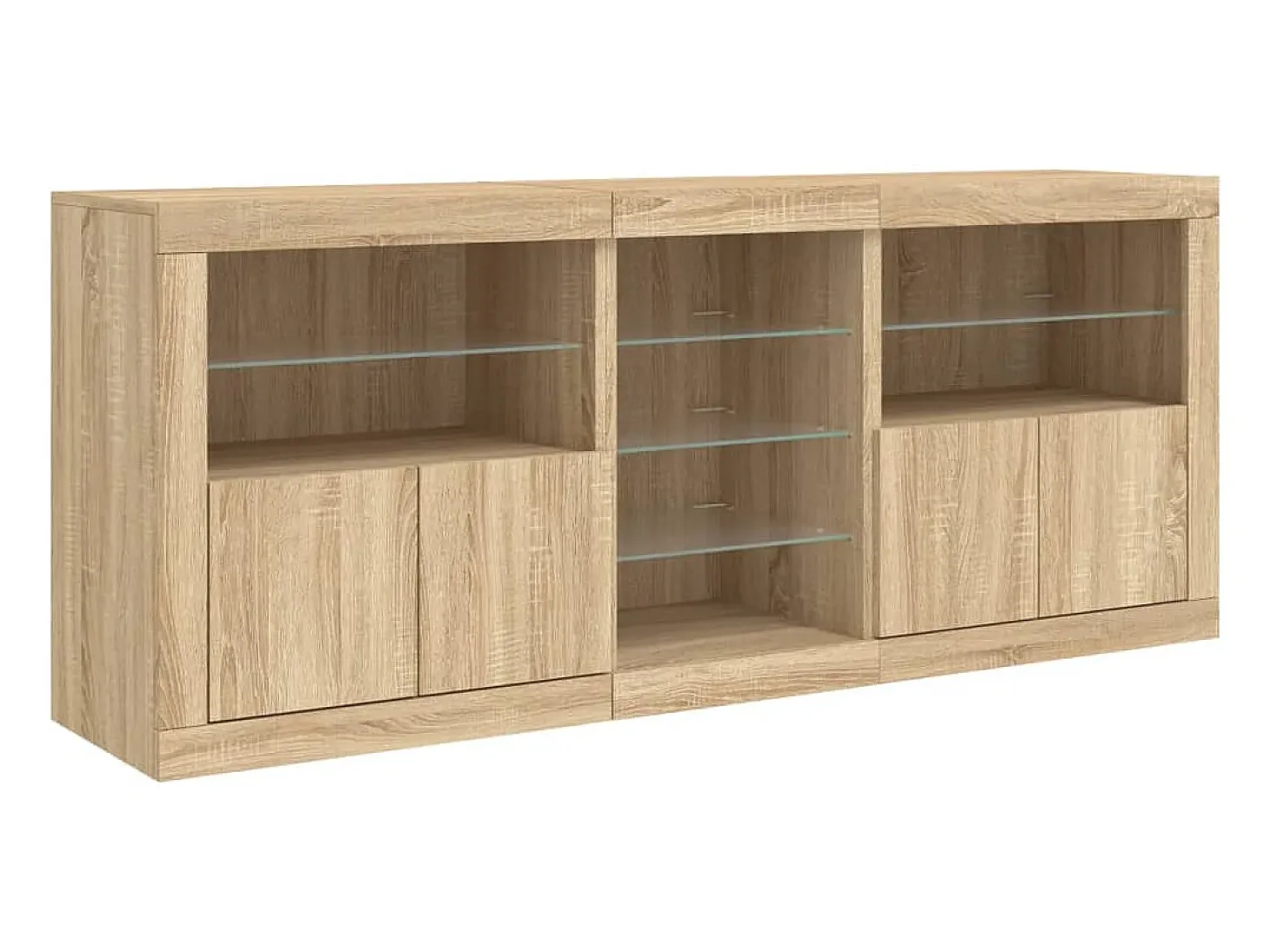 Aparador con luces LED roble Sonoma 181,5x37x67 cm