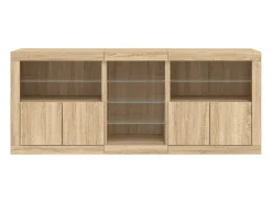 Aparador con luces LED roble Sonoma 181,5x37x67 cm