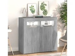 Aparador con luces LED Sonoma gris 80x35x75 cm
