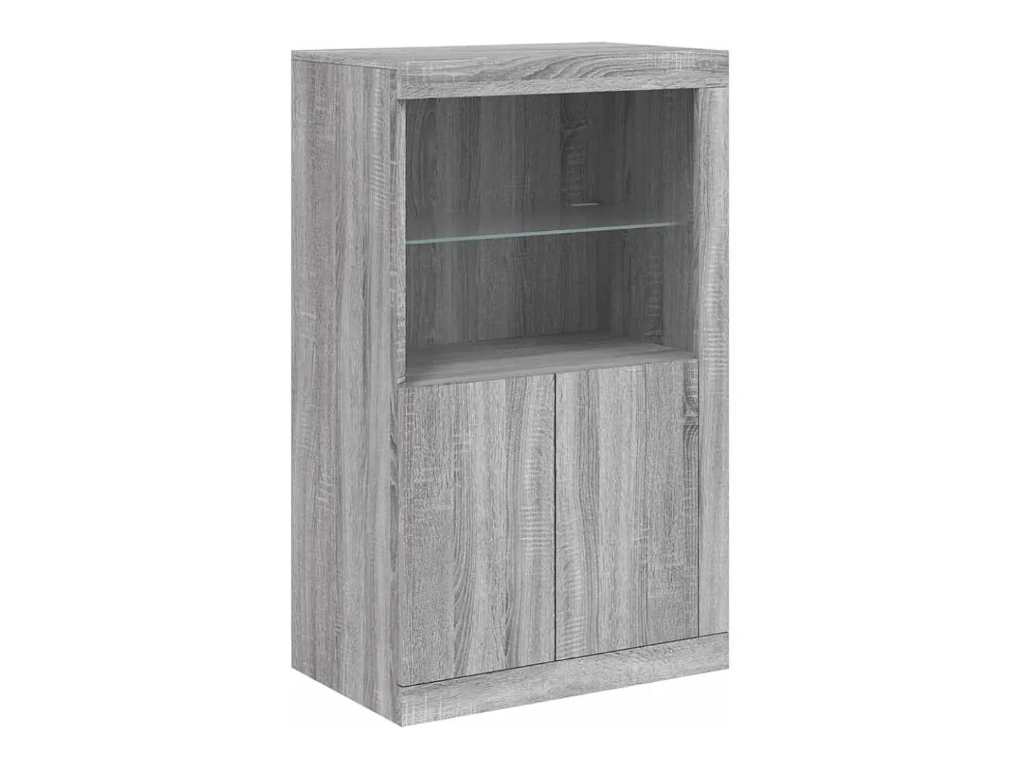 Aparador con luces LED Sonoma gris 181,5x37x100 cm