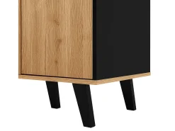 Aparador con luz LED - Cómoda moderna de 3 puertas con cristal - Color madera