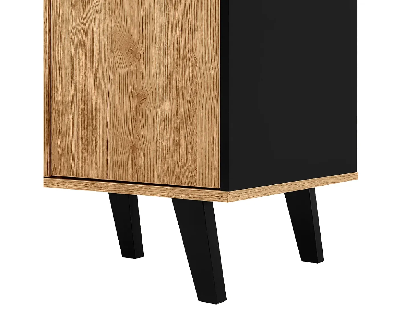 Aparador con luz LED - Cómoda moderna de 3 puertas con cristal - Color madera