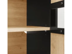 Aparador con luz LED - Cómoda moderna de 3 puertas con cristal - Color madera