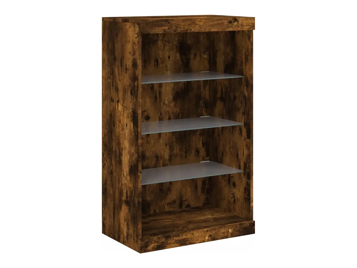Aparador con luz LED 3 piezas madera de ingeniería roble ahumado