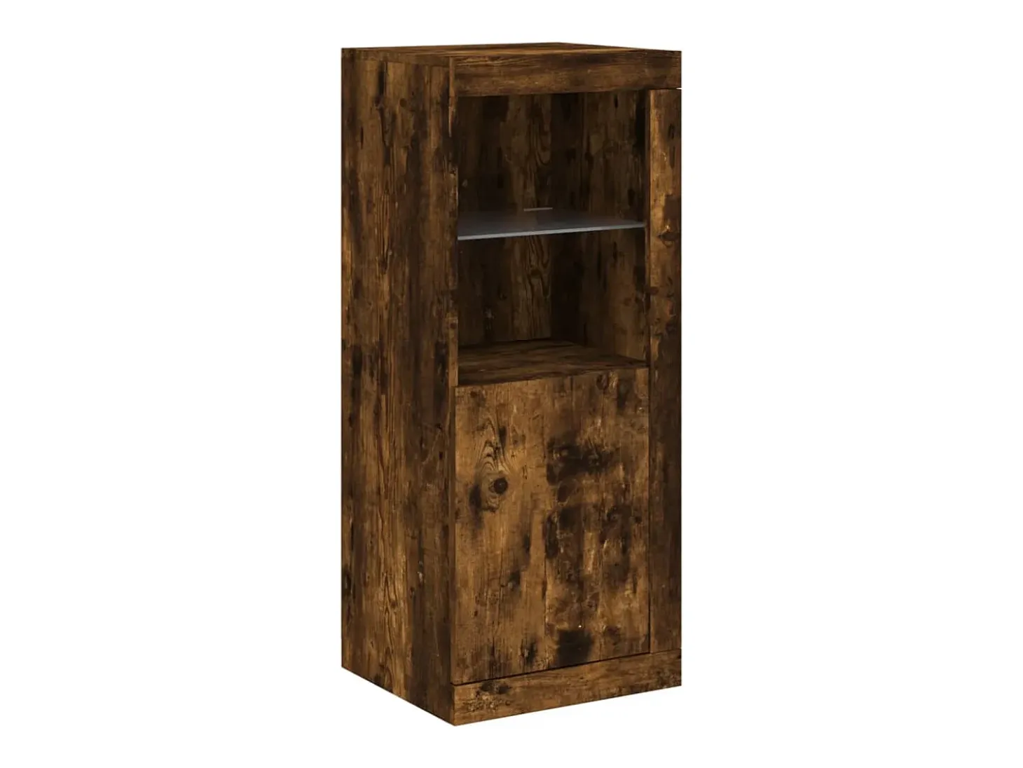 Aparador con luz LED 3 piezas madera de ingeniería roble ahumado