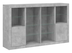 Aparador con luz LED 3 piezas madera de ingeniería gris hormigón