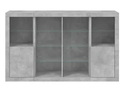 Aparador con luz LED 3 piezas madera de ingeniería gris hormigón