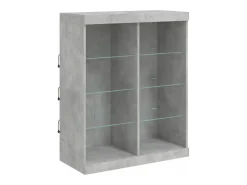 Aparador con luz LED 3 piezas madera de ingeniería gris hormigón