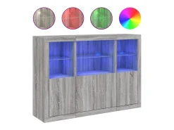 Aparador con luz LED 3 pzas madera de ingeniería gris Sonoma