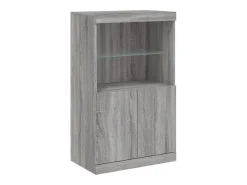 Aparador con luz LED 3 pzas madera de ingeniería gris Sonoma