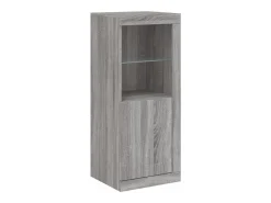 Aparador con luz LED 3 pzas madera de ingeniería gris Sonoma