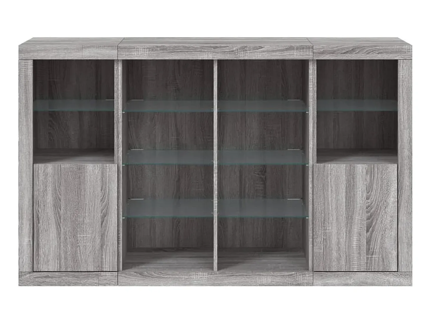 Aparador con luz LED 3 pzas madera de ingeniería gris Sonoma