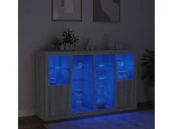 Aparador con luz LED 3 pzas madera de ingeniería gris Sonoma
