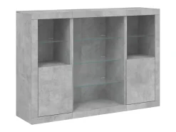 Aparador con luz LED 3 pzas madera de ingeniería gris hormigón