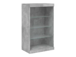 Aparador con luz LED 3 pzas madera de ingeniería gris hormigón