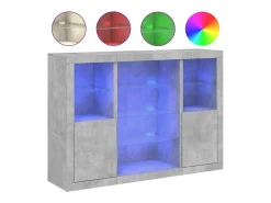 Aparador con luz LED 3 pzas madera de ingeniería gris hormigón