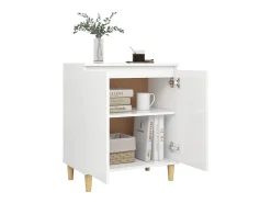 Aparador con patas de madera maciza en madera de ingeniería blanca
