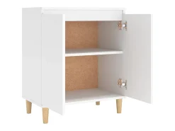 Aparador con patas de madera maciza en madera de ingeniería blanca