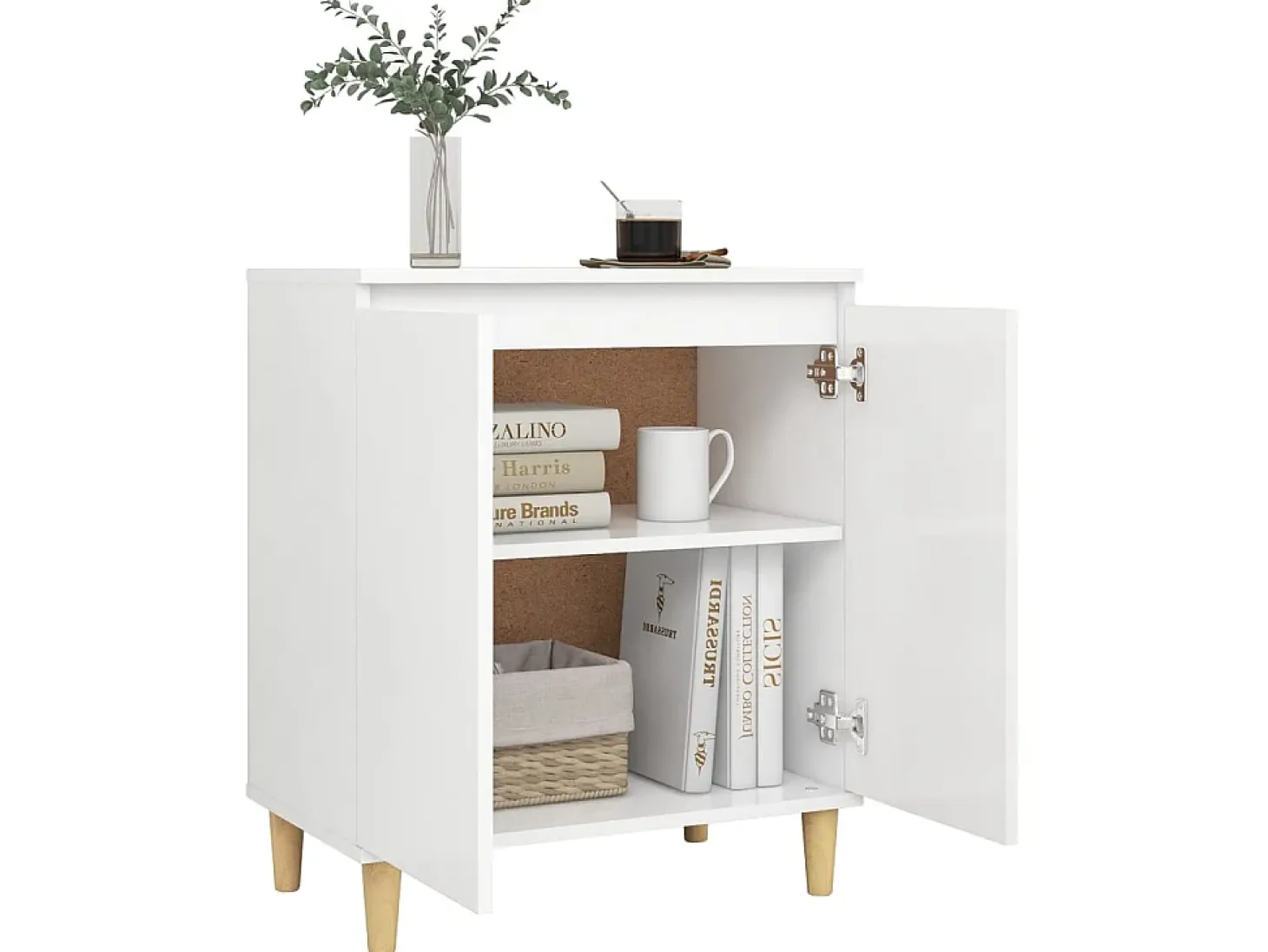 Aparador con patas madera contrachapada blanco 60x35x70 cm ES40581