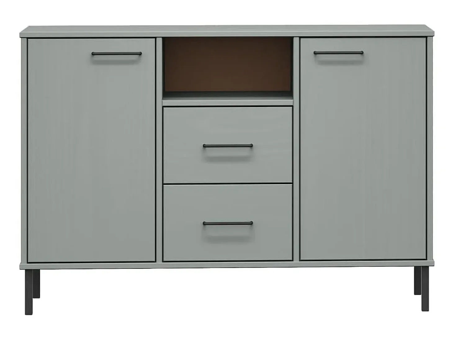 Aparador con patas metal OSLO madera maciza gris 113x40x77 cm ES39903