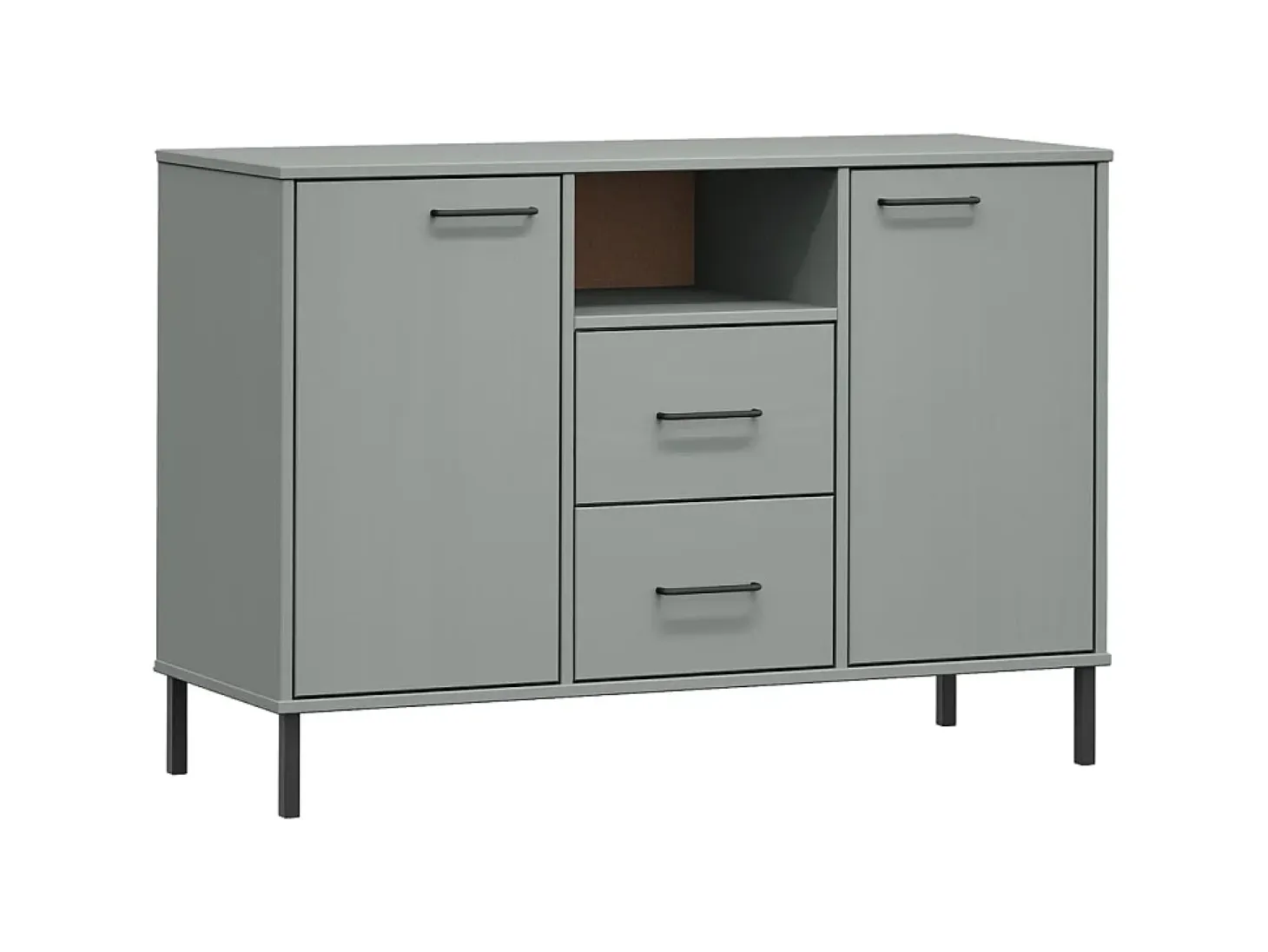 Aparador con patas metal OSLO madera maciza gris 113x40x77 cm ES39903