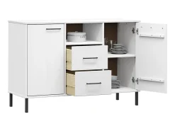 Aparador con patas metal OSLO madera maciza blanco 113x40x77 cm ES67559