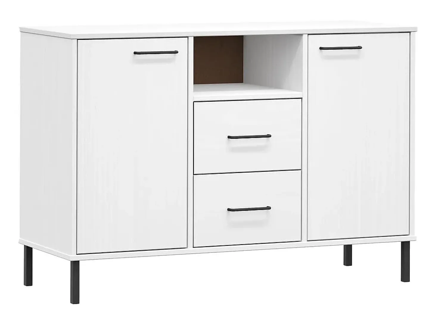 Aparador con patas metal OSLO madera maciza blanco 113x40x77 cm ES67559