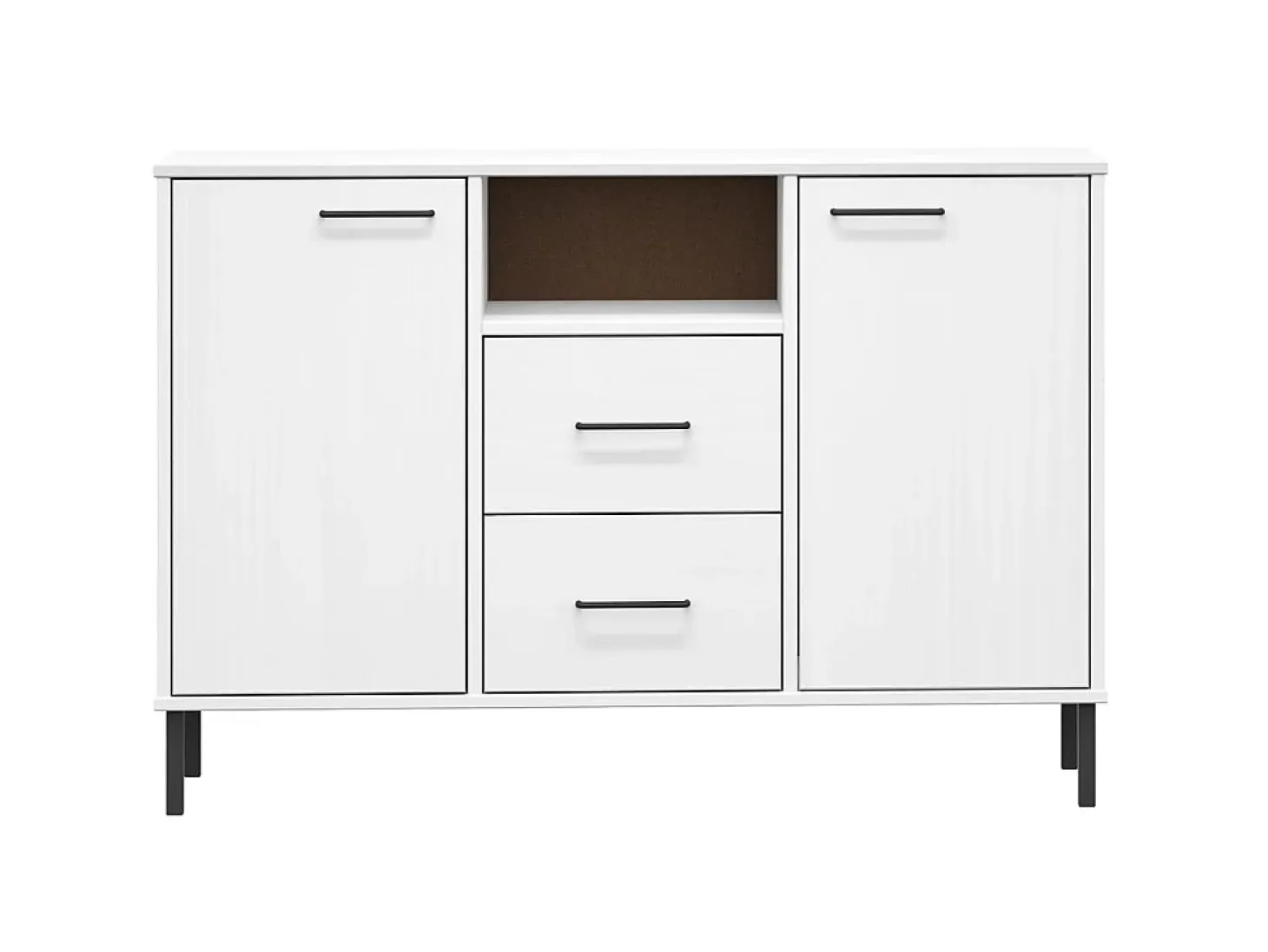 Aparador con patas metal OSLO madera maciza blanco 113x40x77 cm ES67559