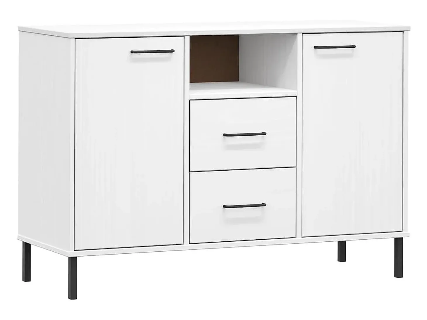 Aparador con patas metal OSLO madera maciza blanco 113x40x77 cm