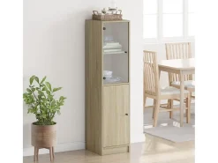 Aparador con puerta de cristal en roble Sonoma 35x37x142 cm