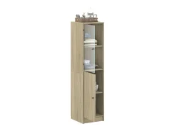 Aparador con puerta de cristal en roble Sonoma 35x37x142 cm