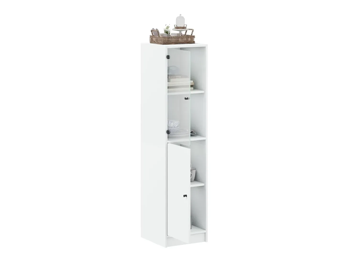 Aparador con puerta de vidrio blanco 35x37x142 cm