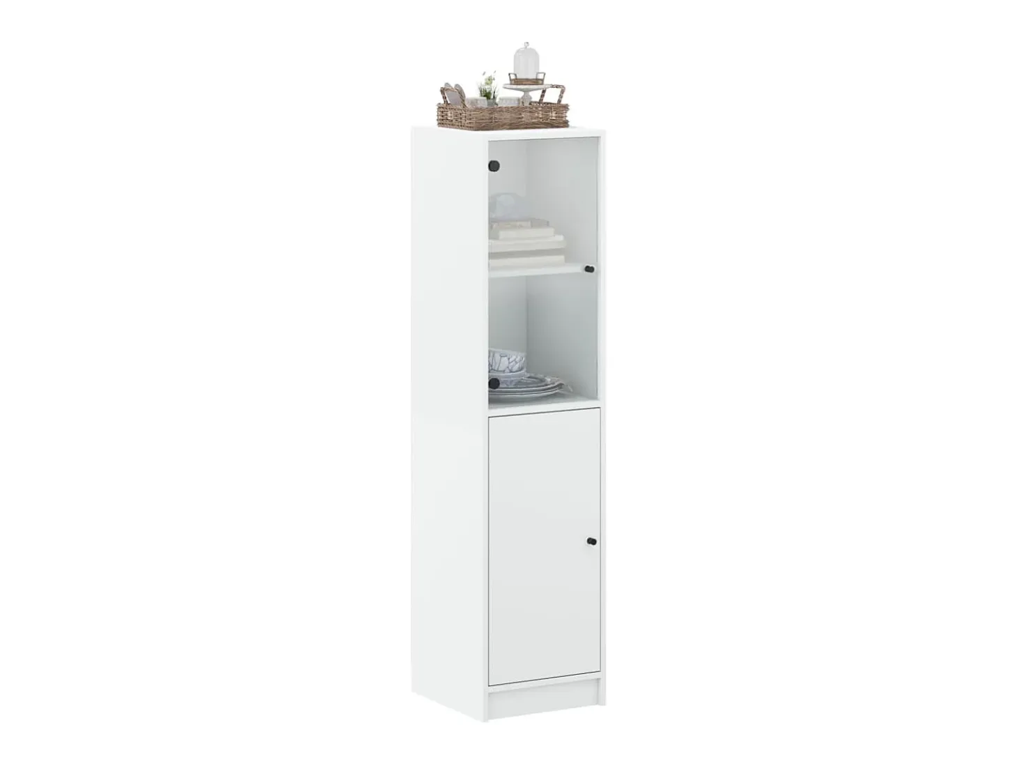 Aparador con puerta de vidrio blanco 35x37x142 cm