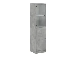 Aparador con puerta de vidrio gris hormigón 35x37x142 cm ES750754