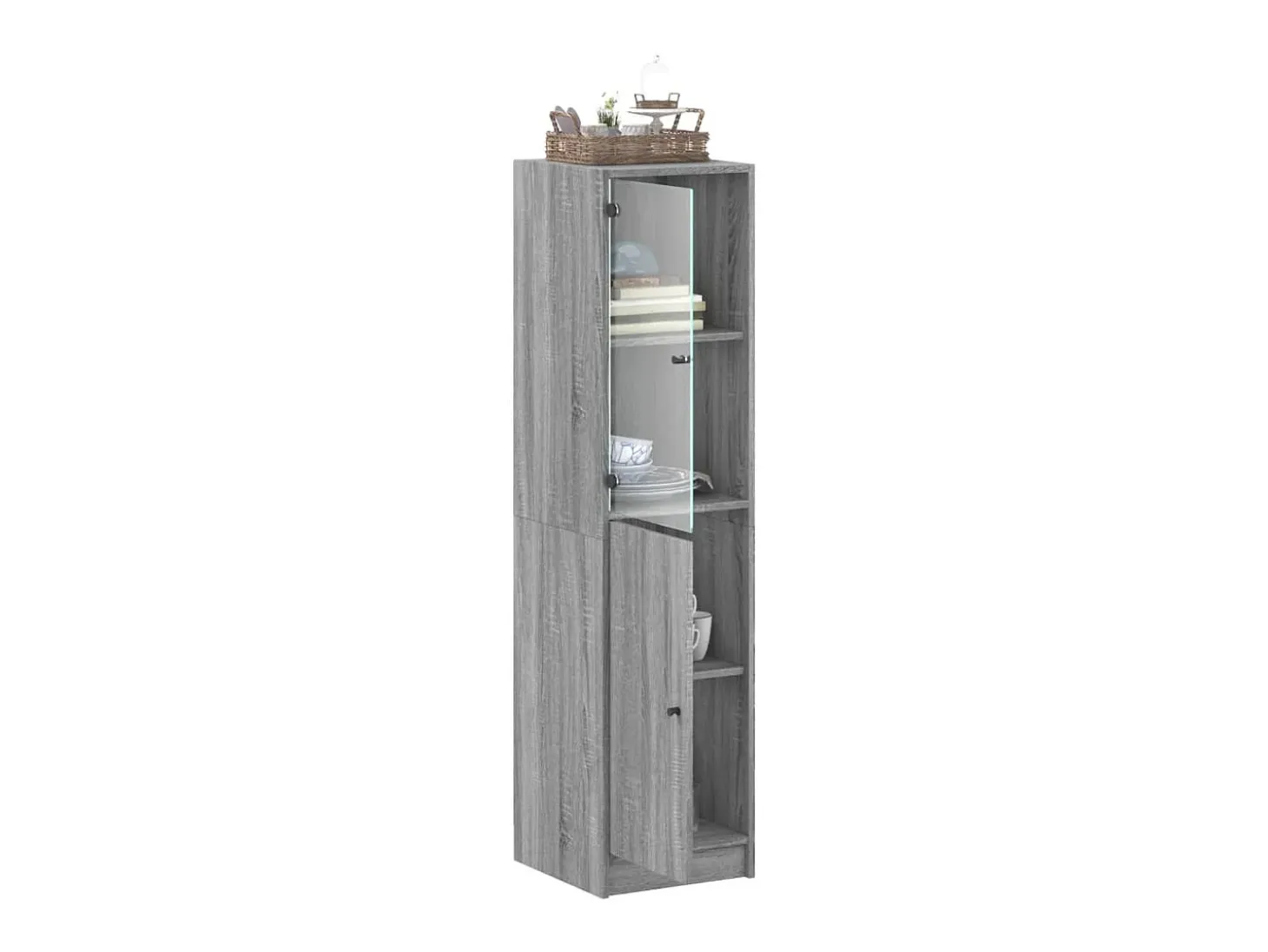 Aparador con puerta de vidrio gris Sonoma 35x37x142 cm ES843457