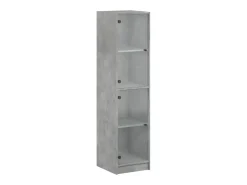 Aparador con puertas de cristal gris hormigón 35x37x142 cm