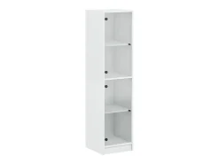 Aparador con puertas de cristal blanco 35x37x142 cm