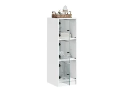 Aparador con puertas de cristal blanco 35x37x109 cm