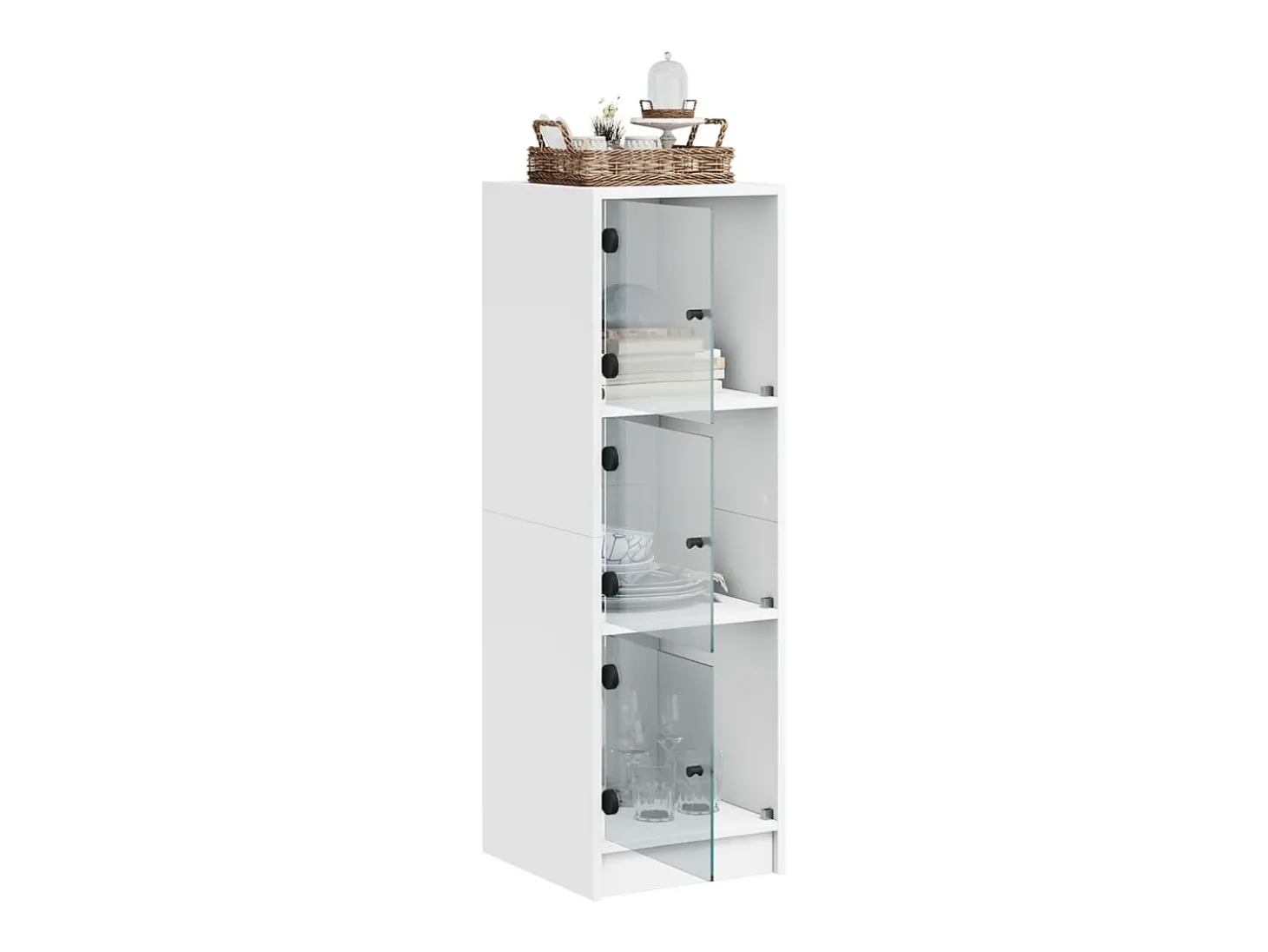 Aparador con puertas de cristal blanco 35x37x109 cm