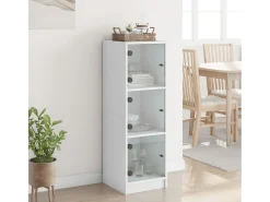 Aparador con puertas de cristal blanco 35x37x109 cm