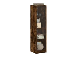 Aparador con puertas de cristal roble ahumado 35x37x142 cm