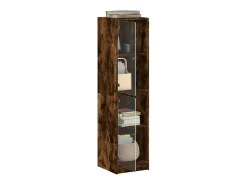 Aparador con puertas de cristal roble ahumado 35x37x142 cm