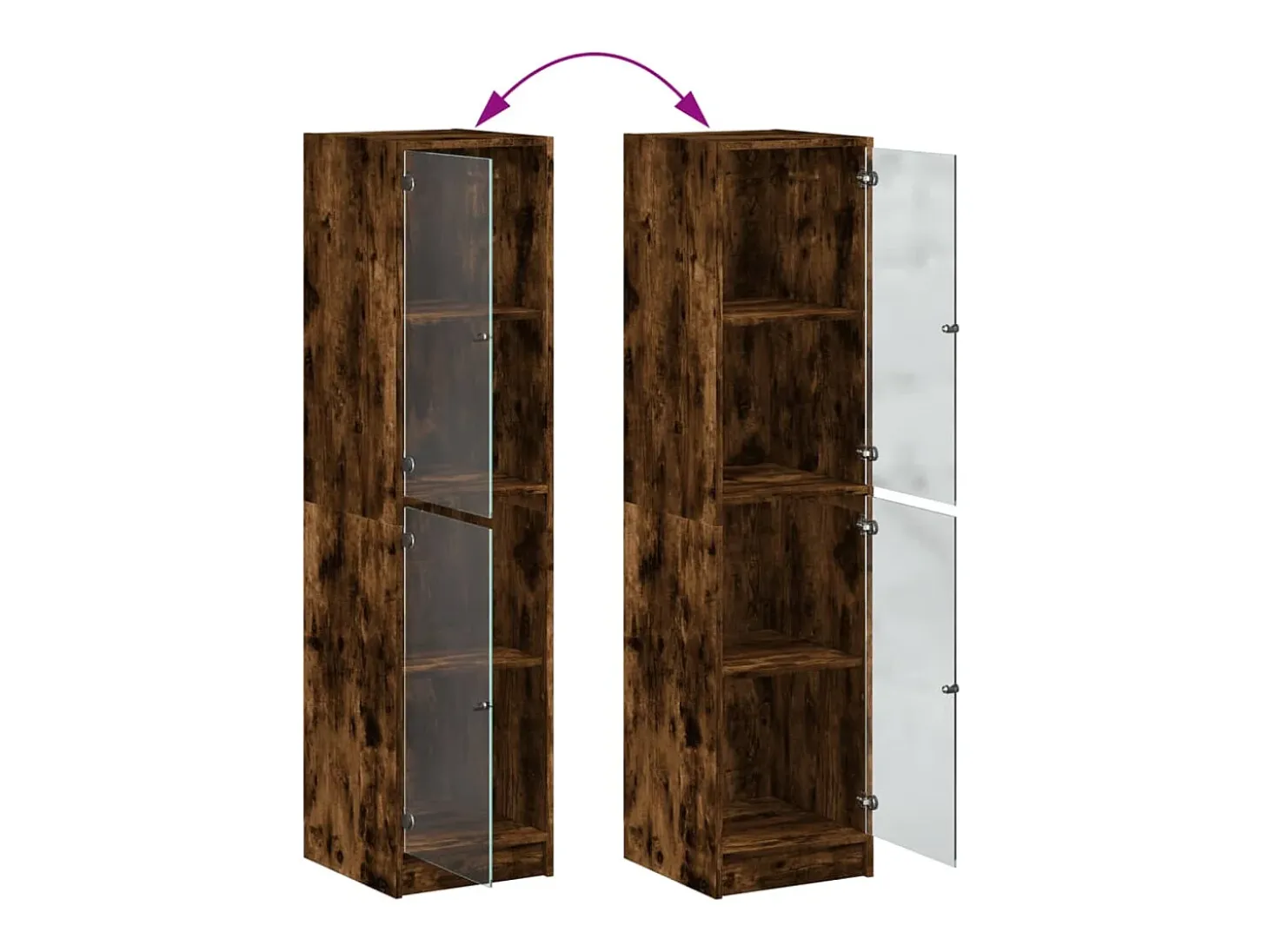 Aparador con puertas de cristal roble ahumado 35x37x142 cm