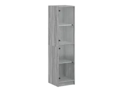 Aparador con puertas de vidrio gris Sonoma 35x37x142 cm ES508791