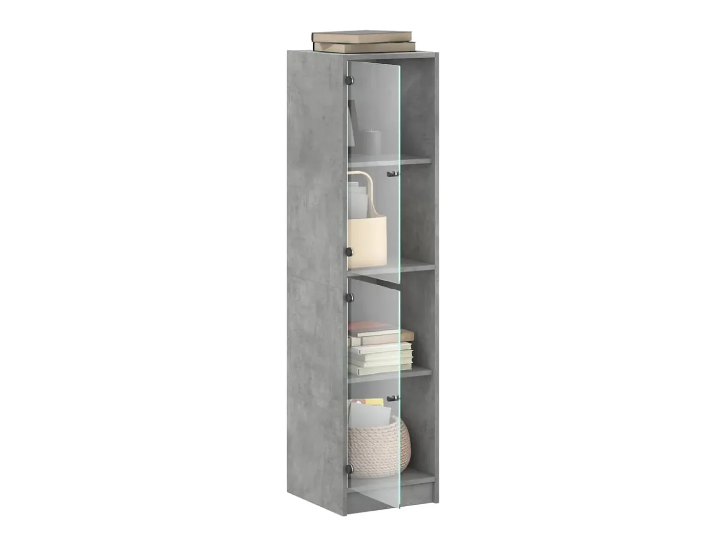 Aparador con puertas de vidrio gris hormigón 35x37x142 cm ES706824