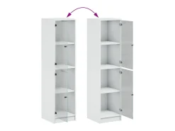 Aparador con puertas de vidrio blanco 35x37x142 cm