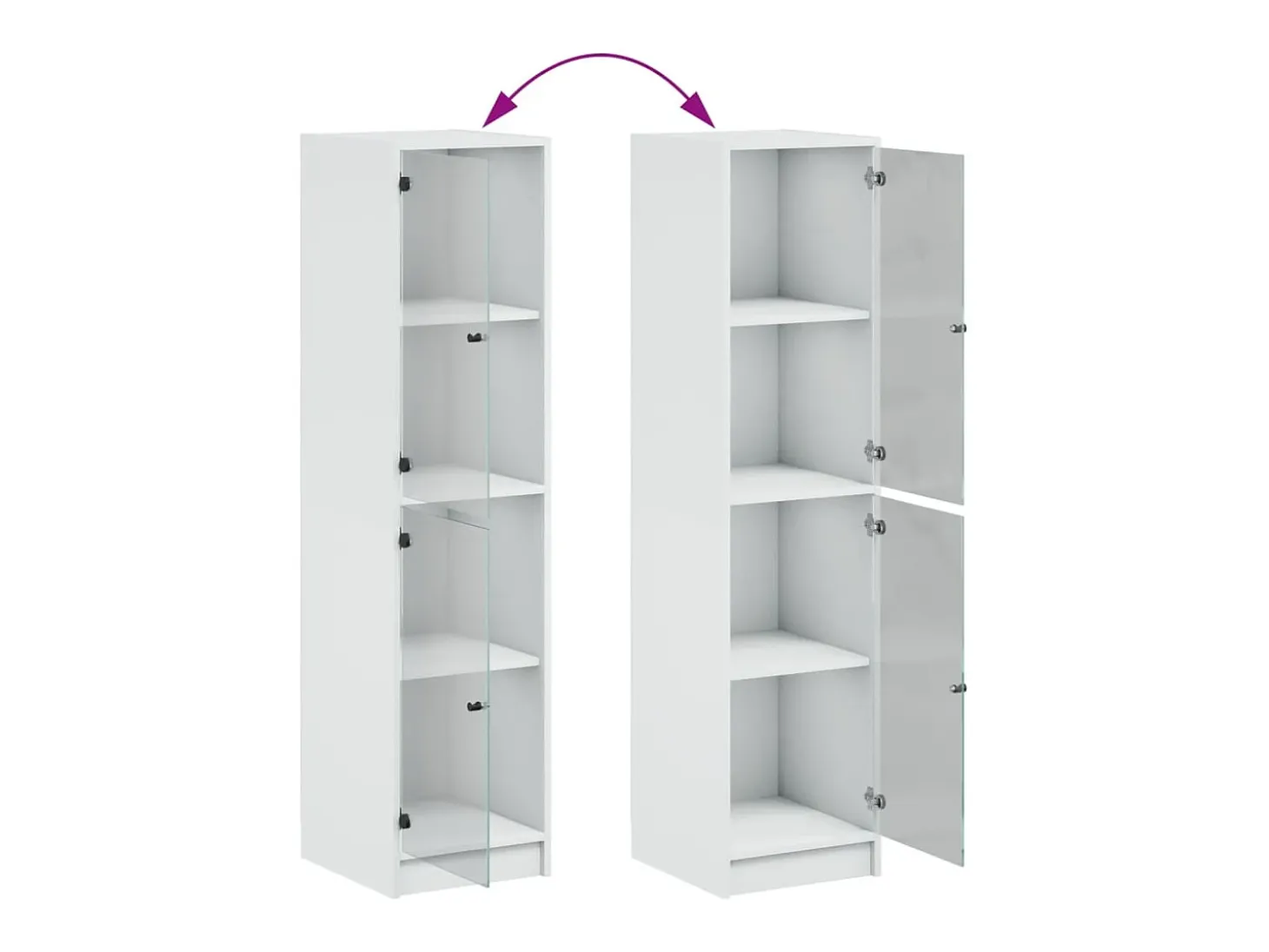 Aparador con puertas de vidrio blanco 35x37x142 cm