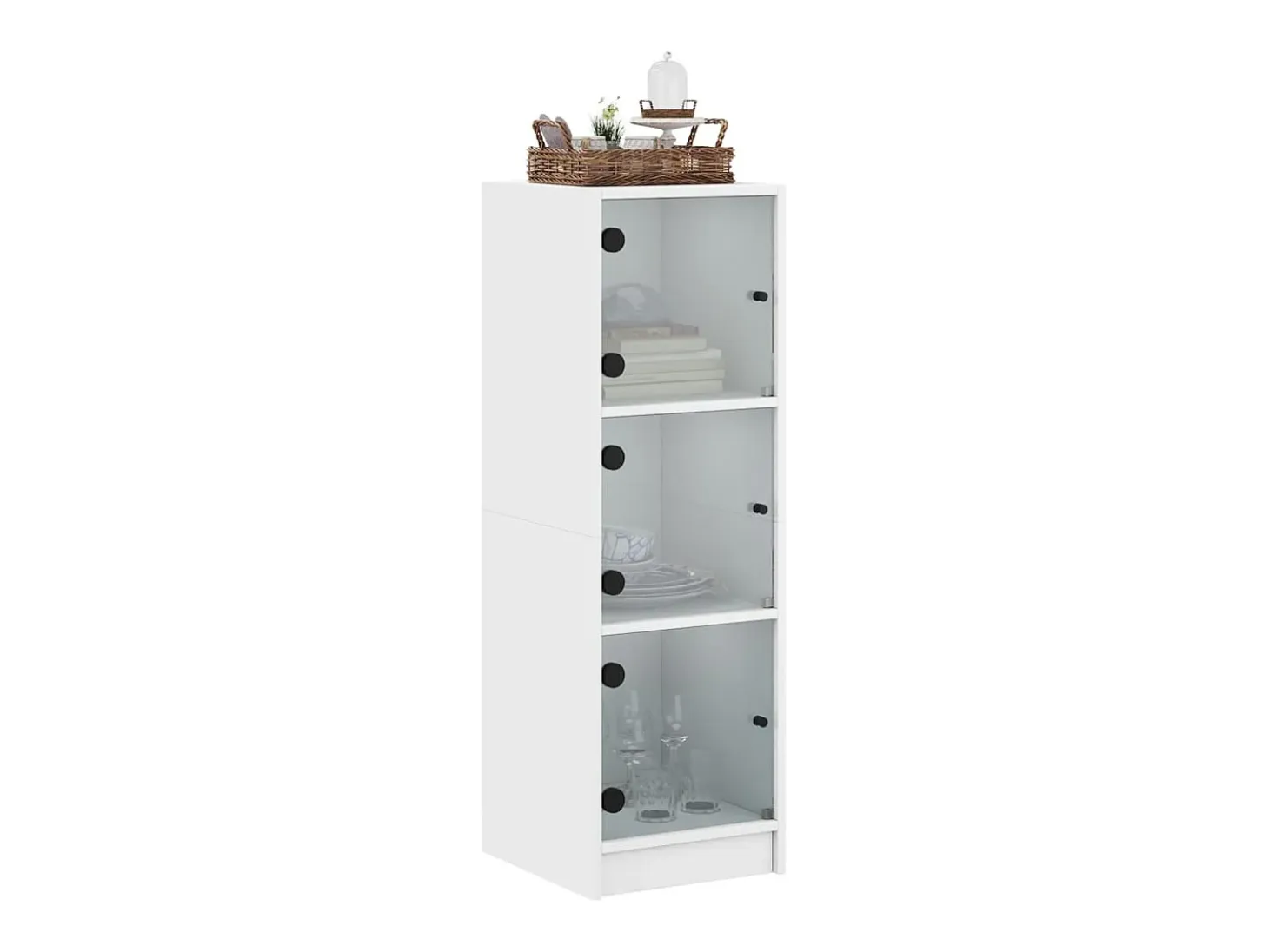 Aparador con puertas de vidrio blanco 35x37x109 cm