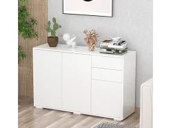 Aparador Conil Homcom 3 puertas + 2 cajones blanco 74x117x36 cm